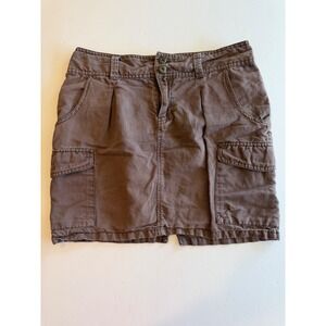 H&M Brown Cargo Mini Skirt Utility Pockets Earth Tone Size 8